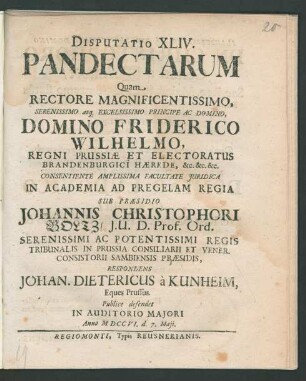 Disputatio XLIV. Pandectarum