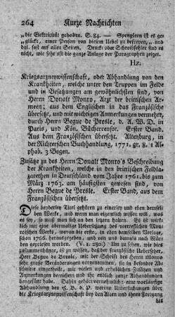 Kriegsarzneywissenschaft, oder Abhandlung von den Krankheiten, welche unter den Truppen im Felde und in Besatzungen am gewöhnlichsten sind. Bd.1.