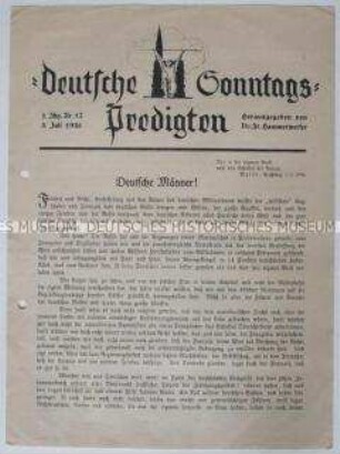 Kirchliches Mitteilungsblatt mit dem Text einer Predigt