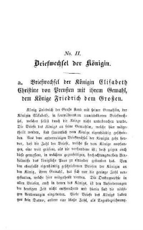 No. II. Briefwechsel der Königin
