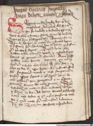 Heinrich von Bitterfelds De horis canonicis. Tractatus doctoris seraphici sancti Bonaventure - BSB Clm 30169