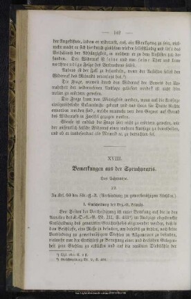XVIII. Bemerkungen aus der Spruchpraxis