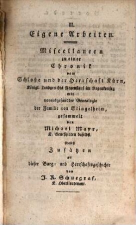 Verhandlungen des Historischen Vereins für den Regenkreis, 2. 1833/34