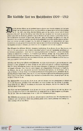 Die klassische Zeit des Holzschnittes 1509-1512