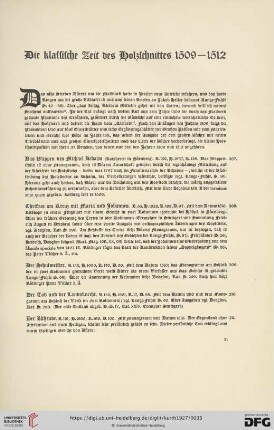 Die klassische Zeit des Holzschnittes 1509-1512