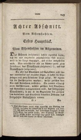 Achter Abschnitt. Vom Athemhohlen.