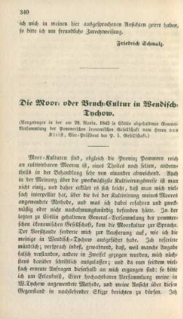 Die Moor- oder Bruch-Cultur in Wendisch-Tychow.