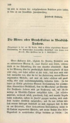 Die Moor- oder Bruch-Cultur in Wendisch-Tychow.