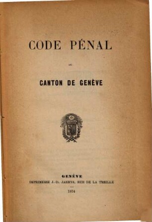 Code pénal du canton de Genève