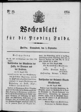 Nr. 35, Ausgabe vom 2. September 1854