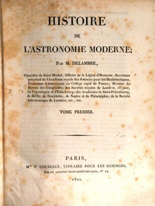 Histoire de l'astronomie moderne, 1