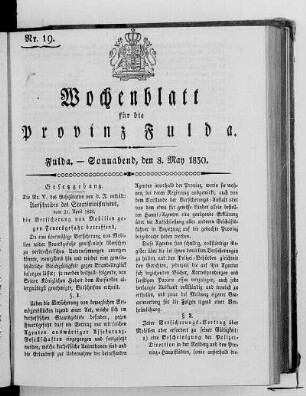 Nr. 19, Ausgabe vom 8. Mai 1830