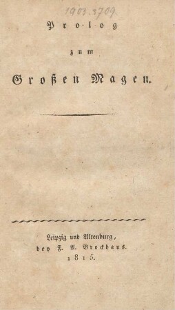 Prolog zum Großen Magen