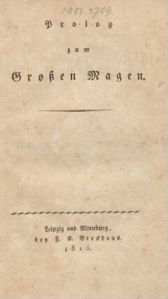 Prolog zum Großen Magen
