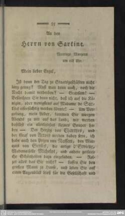 An den Herrn von Sartine. Montag Morgens um eilf Uhr