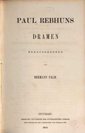 Paul Rebhuns Dramen