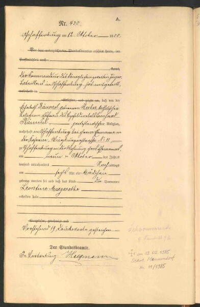Standesamtsbuch der Stadt Aschaffenburg: Geburten 365/1900 - 184/1901