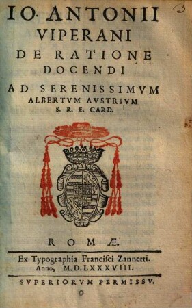 Io. Antonii Viperani De Ratione Docendi