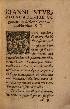 Ad Philippum comitem Lippianum de exercitationibus rhetoricis : Ioan. Sturmii liber academicus
