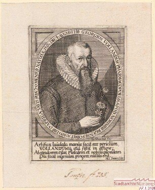 Georg Volland, Apotheker in Nürnberg; geb. 4. August 1560; gest. 17. April 1631