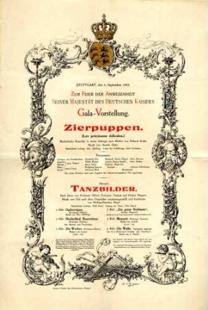 Anwesenheit des Kaisers in Stuttgart; hier Programm einer Galavorstellung