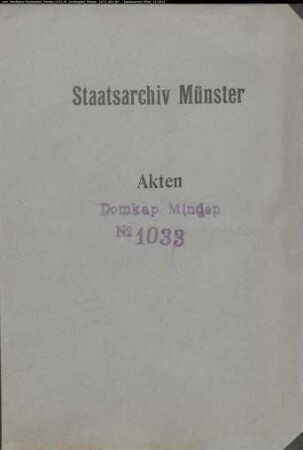 Schuldverpflichtung des Domkapitels gegenüber dem Pastor Cramers zu Lerbeck