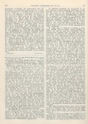 439-444 [Rezension] Heussi, Karl, War Petrus in Rom?