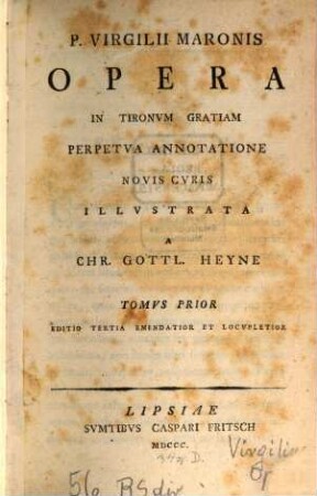 P. Virgilii Maronis Opera : In Tironvm Gratiam Perpetva Annotatione. 1