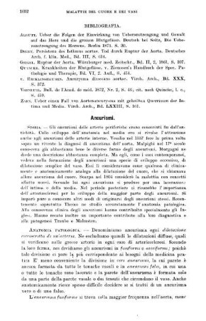 Aneurismi. - Trombosi ed embolia delle arterie.