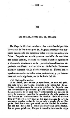 III - Las Declaraciones Del SR. Sagasta