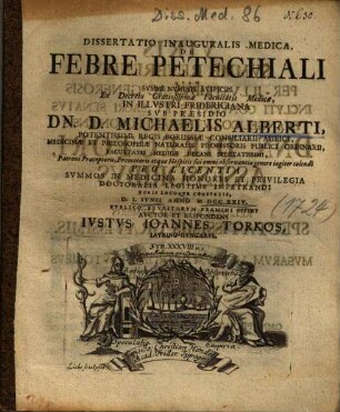 Dissertatio Inauguralis Medica, De Febre Petechiali