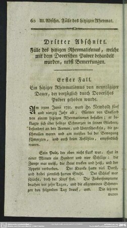 Dritter Abschnitt. Fälle des hitzigen Rheumatismus, welche mit dem Doverschen Pulver behandelt wurden
