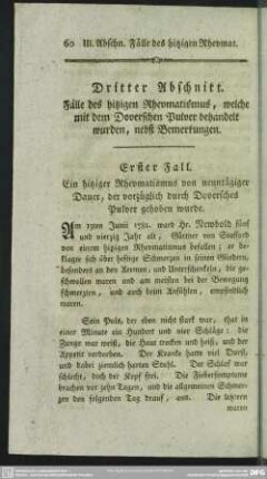 Dritter Abschnitt. Fälle des hitzigen Rheumatismus, welche mit dem Doverschen Pulver behandelt wurden