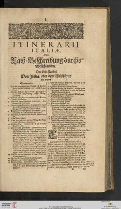 Das Erste Capitel. Von Italia / oder dem Welschland ins gemein