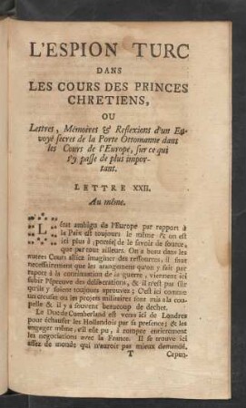 Lettre XXII. Au même