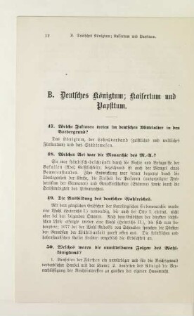 B. Deutsches Königtum; Kaisertum und Papsttum