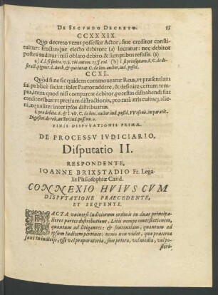 De Processu Iudiciario, Disputatio II.