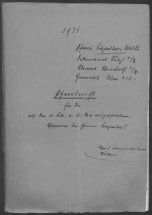Betzweiler-Wälde mit Dottenweiler und Salzenweiler: Pfarrbericht 1931