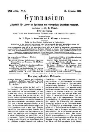 Ein geographischer Reformer
