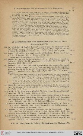c) Reproduktionen von Miniaturen und Werke über Miniaturmalerei (Nr. 337 - 391)