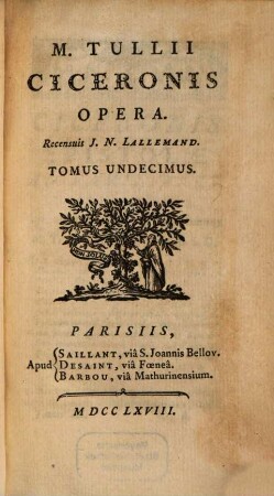M. Tullii Ciceronis Opera, 11. Epistolarum Ad Familiares Libri X.