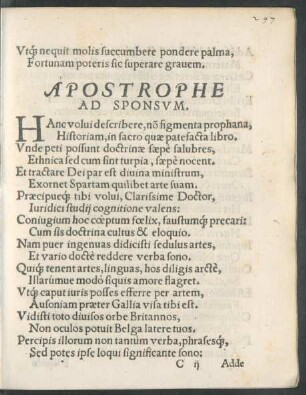 Apostrophe Ad Sponsum.