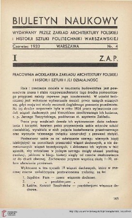 1: Pracownia modelarska Zakładu Architektury Polskiej i Historji Sztuki i jej działalność