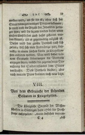 VIII. Von dem Gebrauche der stehenden Soldaten in Kriegeszeiten