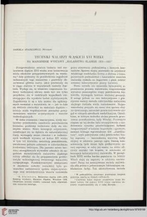 7: Techniki malarzy śląskich w XVI wieku : Na marginesie wystawy "Malarstwo Śląskie 1520-1620"