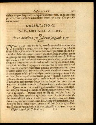 Observationum Physico-Medicarum Academiae Caesareae-Leopoldino Carolinae Naturae Curiosorum Centuriae IV.