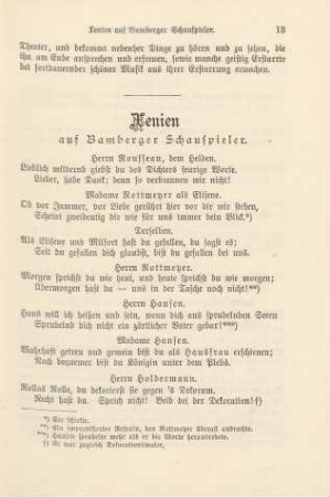 Xenien auf Bamberger Schauspieler