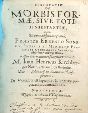 Disputatio De Morbis Formae, Sive Totius Substantiae