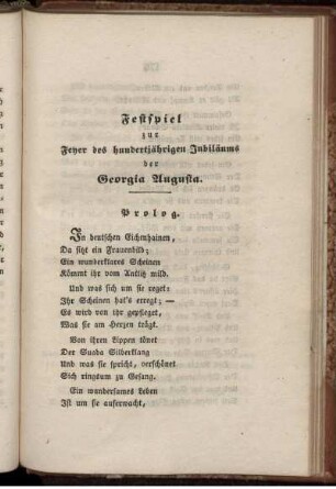 Festspiel zur Feyer des hundertjährigen Jubiläums der Georgia Augusta