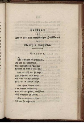 Festspiel zur Feyer des hundertjährigen Jubiläums der Georgia Augusta